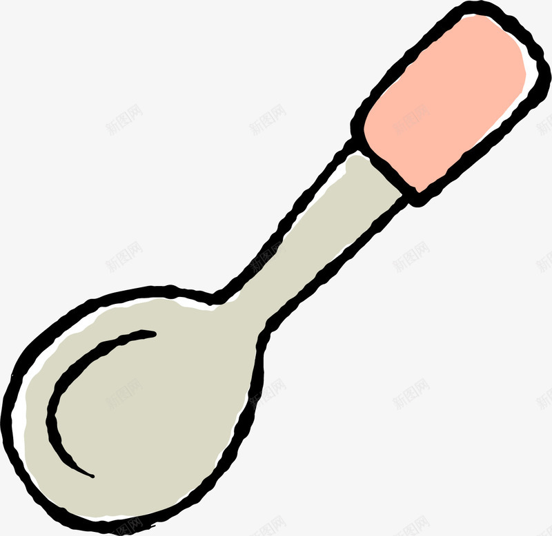 手绘勺子png免抠素材_新图网 https://ixintu.com 卡通勺子 厨具 手绘调羹 日常生日用品 舀东西 餐具 饭勺