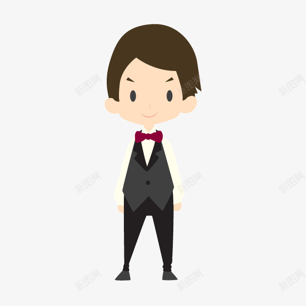 卡通黑西装服务生png免抠素材_新图网 https://ixintu.com 卡通服务生 手绘人物 手绘服务生 西装小人 黑西装服务生