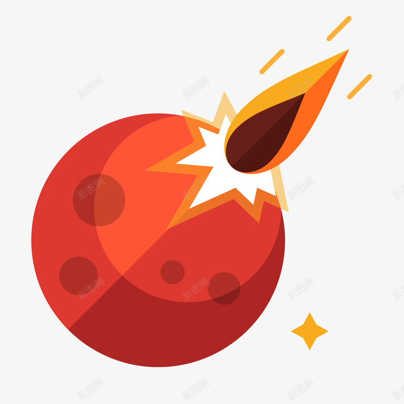 行星撞击卡通图标矢量图ai_新图网 https://ixintu.com 卡通图标 圆形 扁平化 撞击 星星 行星 矢量图
