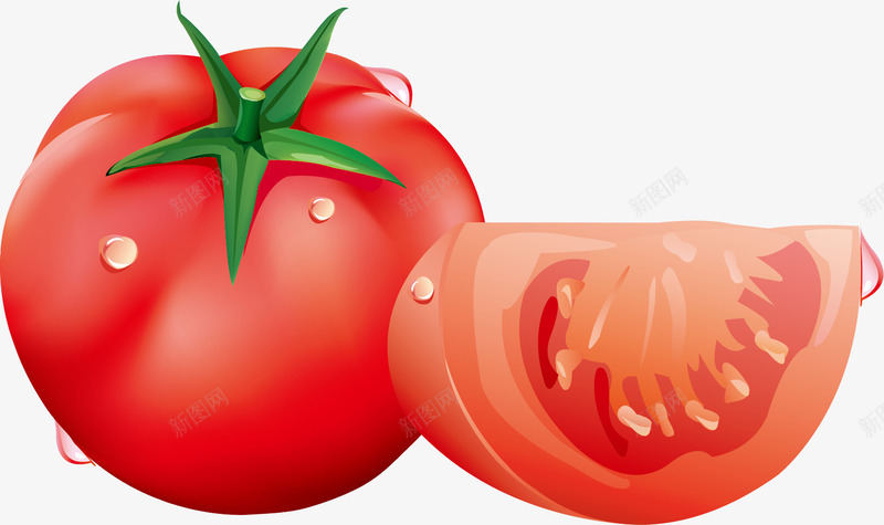卡通美食西红柿png免抠素材_新图网 https://ixintu.com 免抠PNG 卡通 可口 水滴 美食 西红柿 质感