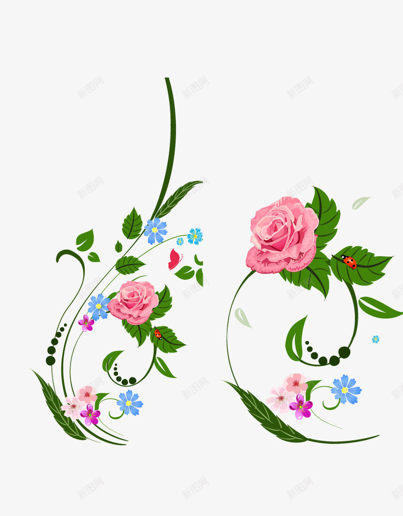 粉色绿叶玫瑰花鲜花唯美图案矢量图eps免抠素材_新图网 https://ixintu.com 唯美清新 浪漫完满图案 矢量鲜花 粉色绿叶玫瑰花图案 矢量图