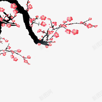 梅花花粉色的花手绘花png免抠素材_新图网 https://ixintu.com 古风花 手绘花 梅花 花