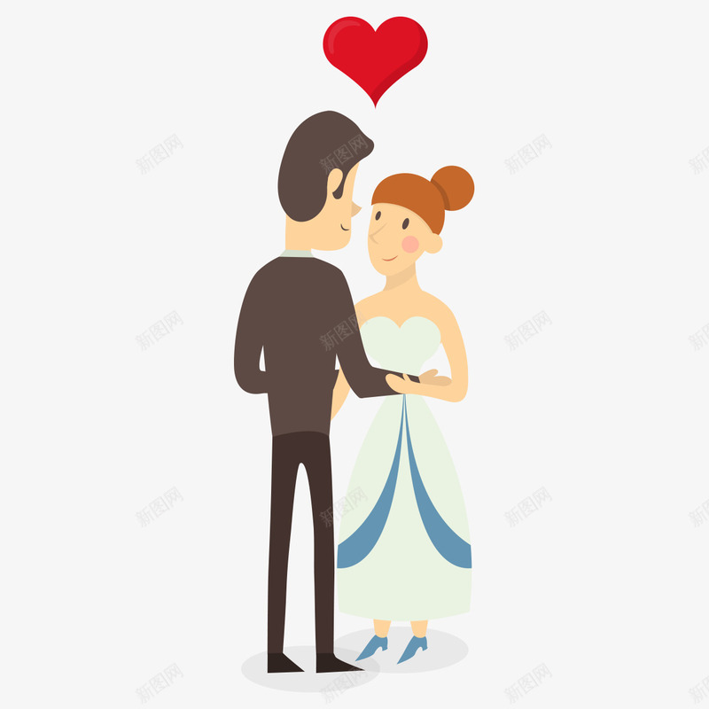 扁平化婚礼png免抠素材_新图网 https://ixintu.com 卡通人物 情人节 扁平化婚礼 手绘新郎新娘 爱情 结婚