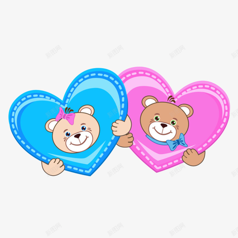 爱心小熊png免抠素材_新图网 https://ixintu.com 可爱 小熊头像 手绘 爱心 蓝色丝巾 蝴蝶结