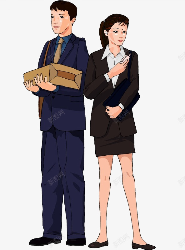 卡通穿正装的男女png免抠素材_新图网 https://ixintu.com PNG 卡通 男女 穿正装 西装女 西装男