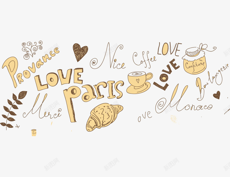 手绘英文组合png免抠素材_新图网 https://ixintu.com Pari love 字母 手绘英文组合