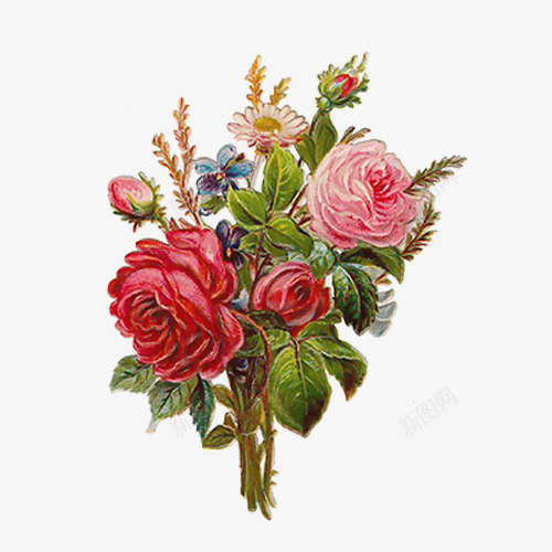 红色玫瑰花油画png免抠素材_新图网 https://ixintu.com 手绘 油画 玫瑰花 红色玫瑰花 花卉植物