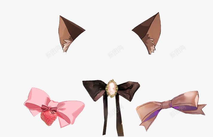 萌系饰品png免抠素材_新图网 https://ixintu.com 卡通手绘 猫耳 萌 蝴蝶结 饰品PNG图 饰品免扣PNG图 饰品免扣图
