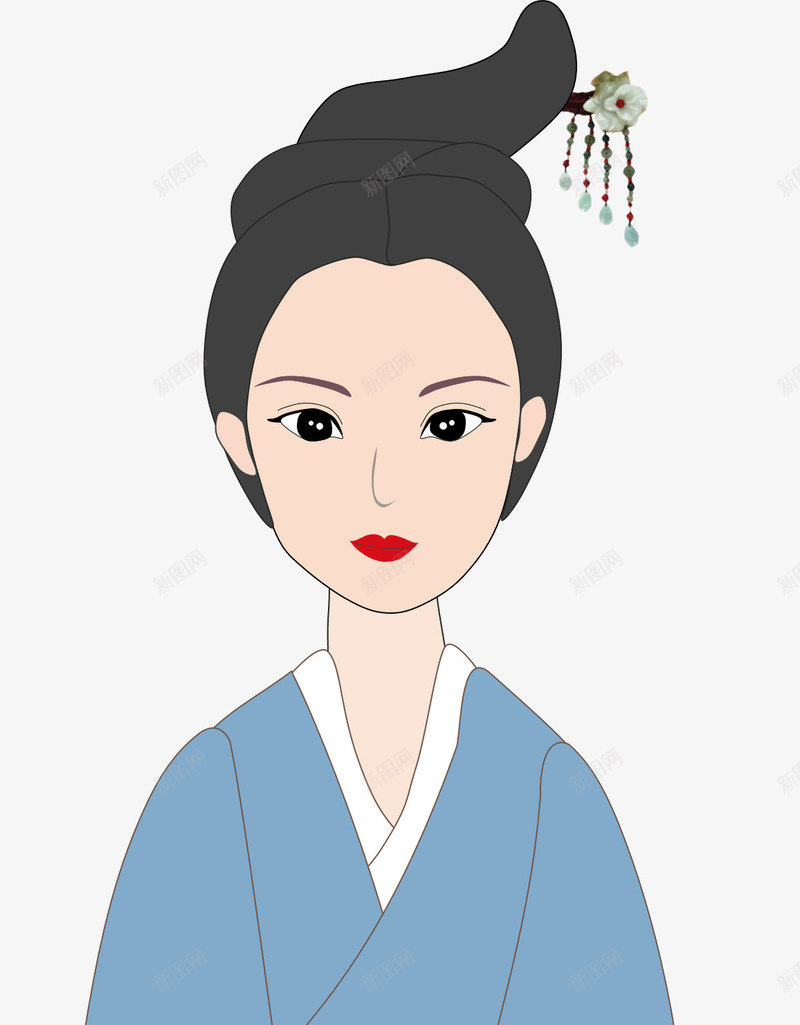 扁平古风卡通女子png免抠素材_新图网 https://ixintu.com 卡通 古代 古风女子 女子