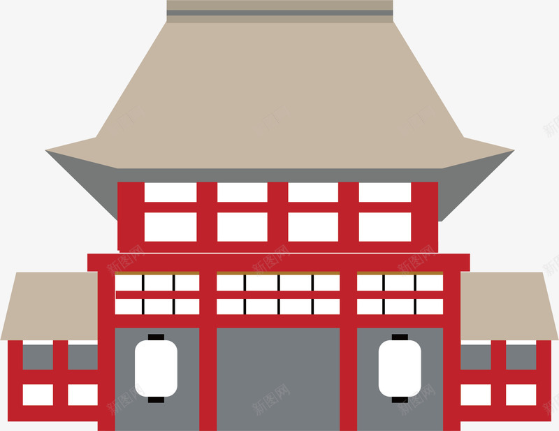 灯笼楼房png免抠素材_新图网 https://ixintu.com 北京钟鼓楼 卡通 灯笼 西安钟鼓楼 钟鼓楼