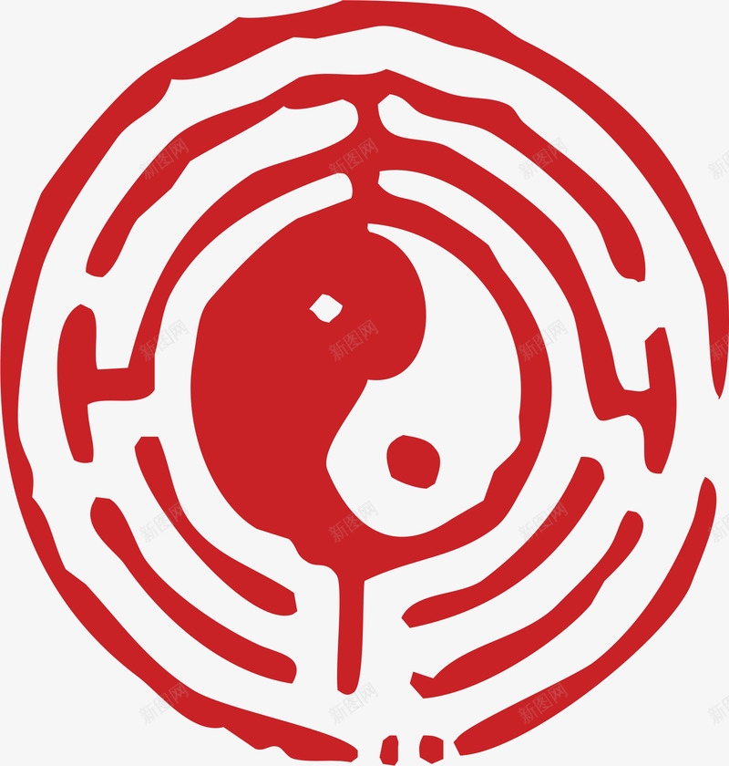 太极卡通红色章子矢量图ai免抠素材_新图网 https://ixintu.com 中式 中式章子 卡通红色章子 古典红色章子 古风章子 红色章子 花纹 矢量图