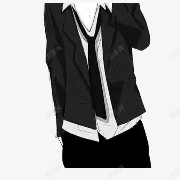 黑色修身女西装卡通png免抠素材_新图网 https://ixintu.com 修身 卡通 女西装 素材 黑色