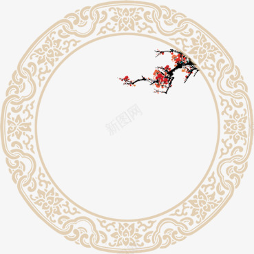 古典花纹圆形梅花png免抠素材_新图网 https://ixintu.com 古典 圆形 梅花 花纹