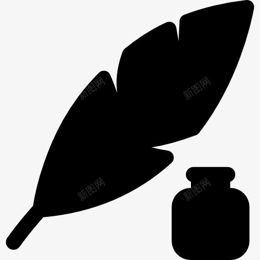 羽毛笔和墨水瓶图标png_新图网 https://ixintu.com 写 墨 墨水瓶 教育小说 笔 羽毛