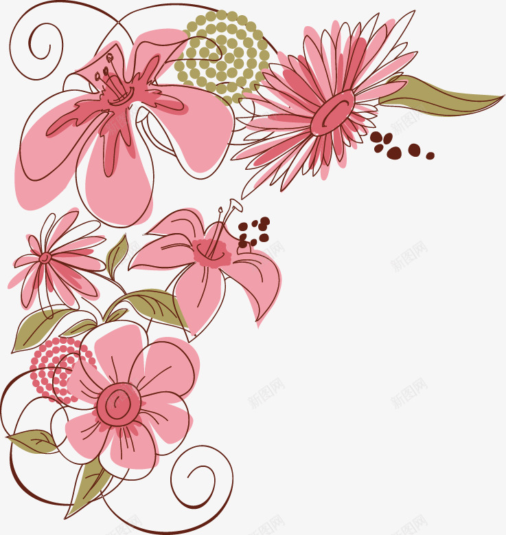 手绘花纹花儿png免抠素材_新图网 https://ixintu.com T恤印花 T恤图案 印花 印花图案 手绘花纹 数码印花 服装印花 服装印花设计 玫瑰花 矢量花藤 花卉 花朵