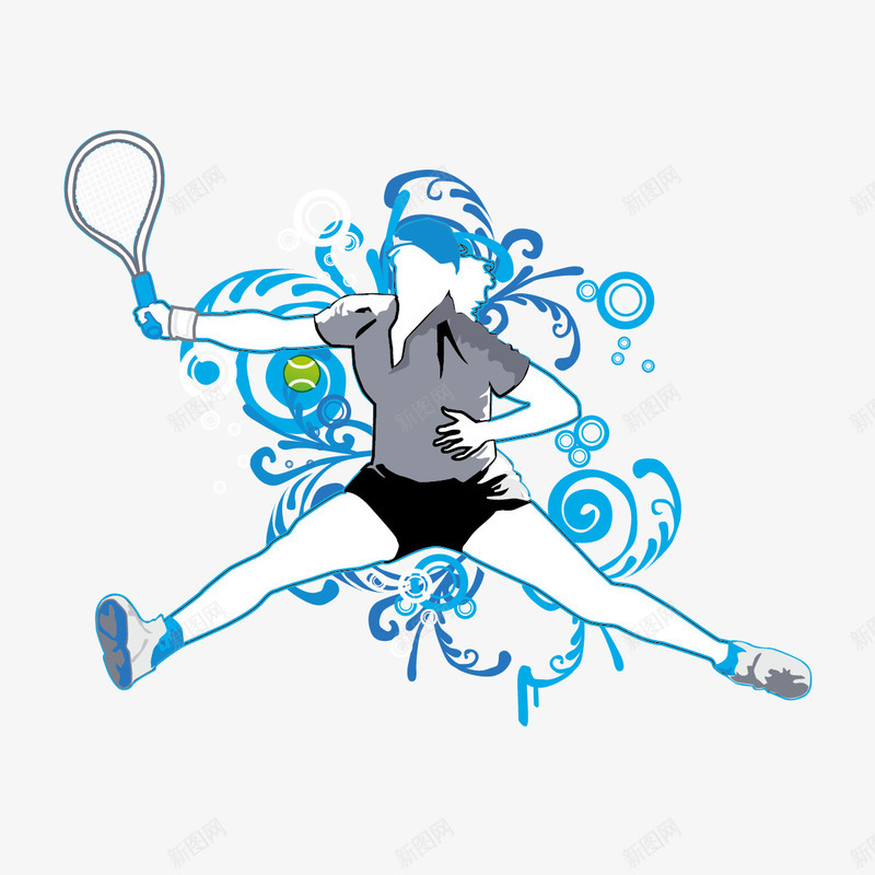 打羽毛球的人矢量图ai免抠素材_新图网 https://ixintu.com 健身 打羽毛球 羽毛球 运动 矢量图