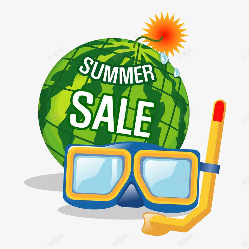 戴着潜水镜的西瓜矢量图ai免抠素材_新图网 https://ixintu.com sale summer 卡通 可爱 可爱西瓜表情 头像 潜水镜 矢量素材 西瓜 西瓜表情 矢量图