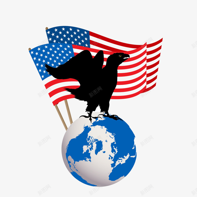 站在地球上的老鹰png免抠素材_新图网 https://ixintu.com 会飞的 地球 小型猛禽 带有翅膀的猛禽 旗帜 老鹰 锋利的爪 长有羽毛 雄鹰 雄鹰飞翔 飞禽 鸢 鹰 鹰类