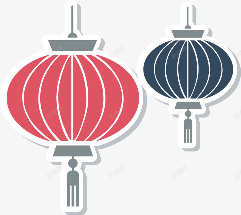 中国风灯笼装饰矢量图ai免抠素材_新图网 https://ixintu.com 中国风 创意 卡通手绘 古风 喜庆 水彩 灯笼 红色 矢量图