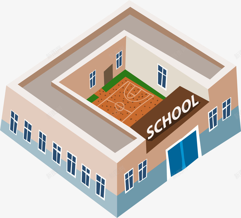 卡通学校png免抠素材_新图网 https://ixintu.com SCHOOL 免抠PNG 学校 建筑 房子 房屋 立体
