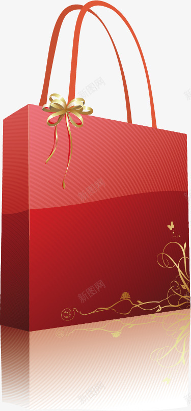 红色礼物礼品袋矢量图eps免抠素材_新图网 https://ixintu.com 手提袋 矢量图 礼品 礼物 红色 纹蝴蝶 花纹 金色蝴蝶结