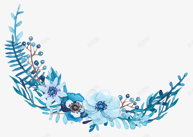 手绘蓝色花草装饰png免抠素材_新图网 https://ixintu.com 小清新花草装饰 文艺花草PPT制作 植物插画 海报设计 花草包装礼盒 花草插画 花草装饰