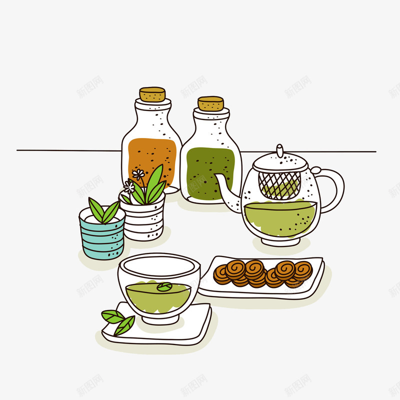 美好下午茶美味茶点png免抠素材_新图网 https://ixintu.com 卡通食物 手绘平面 甜蜜餐点 美味食物 西式食物 西式餐点 饮品餐点