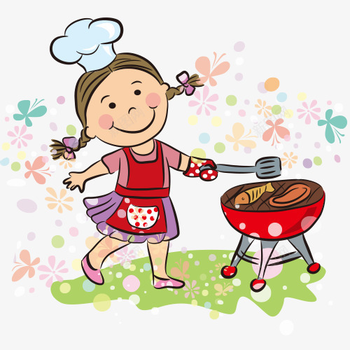 可爱小孩psd免抠素材_新图网 https://ixintu.com 做饭 儿童活动 卡通有趣 小女孩 手绘可爱 装饰图