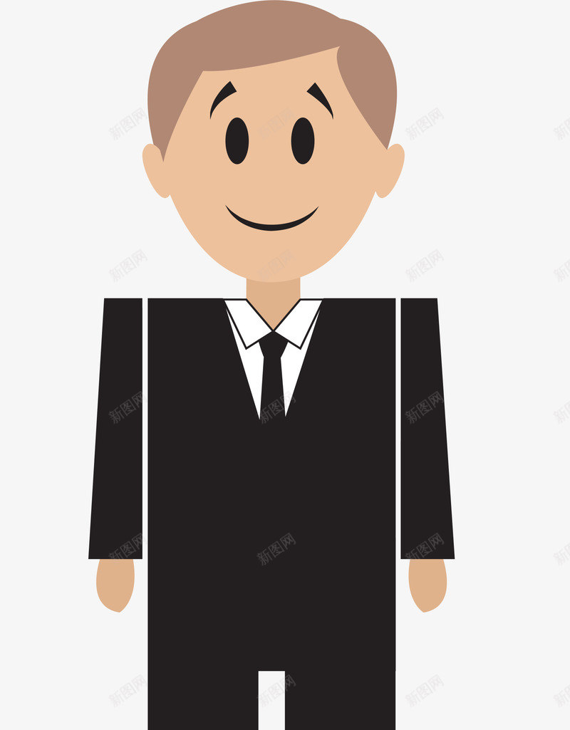 黑色可爱小人png免抠素材_新图网 https://ixintu.com 上班 免抠PNG 卡通 可爱 小人 装饰图案 西装 黑色