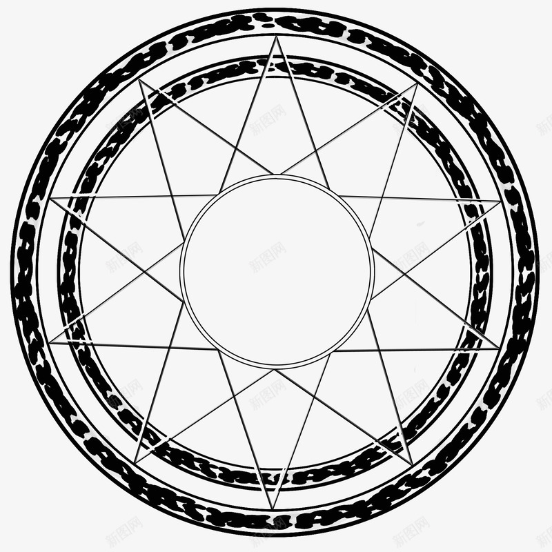 黑色卡通魔法阵png免抠素材_新图网 https://ixintu.com 卡通 圆形 魔法 黑色