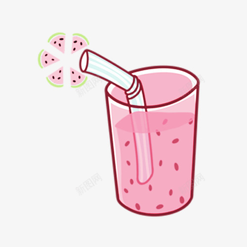 西瓜汁饮料卡通手绘png免抠素材_新图网 https://ixintu.com 卡通 西瓜 西瓜汁 饮料