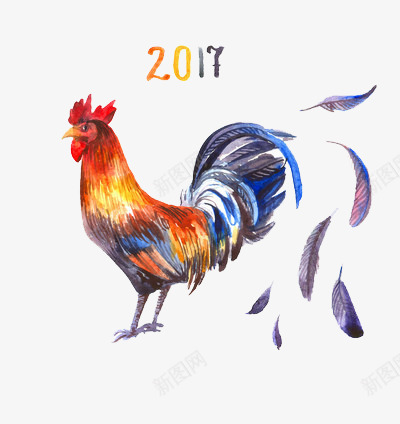 2017年鸡年png免抠素材_新图网 https://ixintu.com 新年 生肖 羽毛