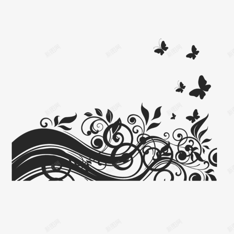 黑色花纹蝴蝶元素png免抠素材_新图网 https://ixintu.com 元素 纹蝴蝶 花纹 蝴蝶 黑色