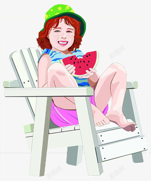 坐在椅子上的人png免抠素材_新图网 https://ixintu.com 人全身 卡通 可爱 椅子上的人 西瓜