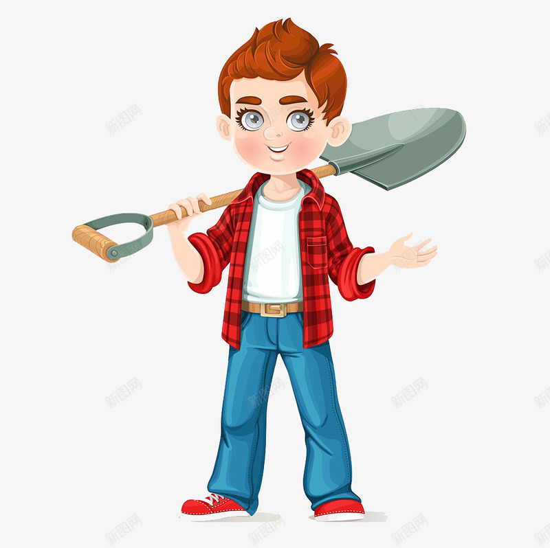 手拿铁锹的工人案png免抠素材_新图网 https://ixintu.com 卡通风格 工人 彩色 手拿铁锹 拿着东西的人 矢量图案 装饰图案