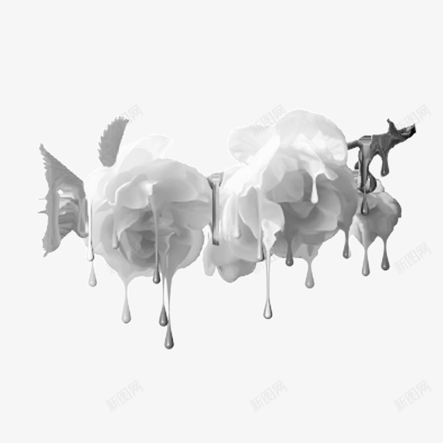 花枝png免抠素材_新图网 https://ixintu.com 恐怖 梅花 滴落 玫瑰 白事 融化