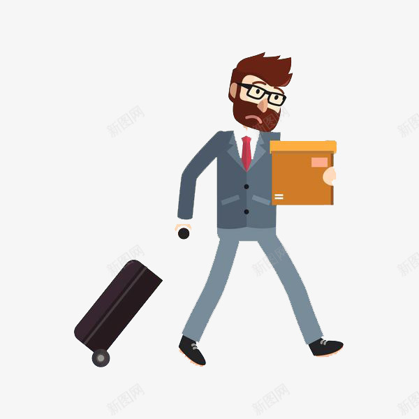 拉着行李箱的西装男png免抠素材_新图网 https://ixintu.com 卡通 商务 彩色 手绘 眼镜 简约 纸盒 行李箱 西装男