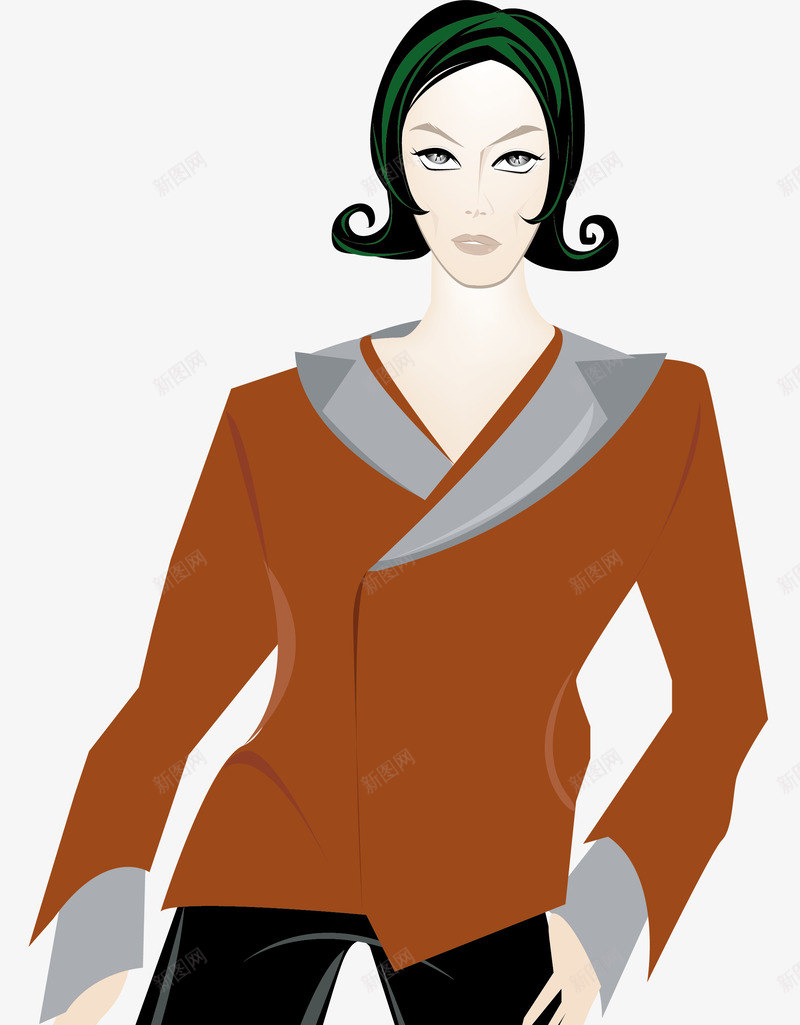 卡通穿休闪西装的时尚女人png免抠素材_新图网 https://ixintu.com AI 卡通 时尚女人 潮流 穿休闪西装的时尚女人 西装女