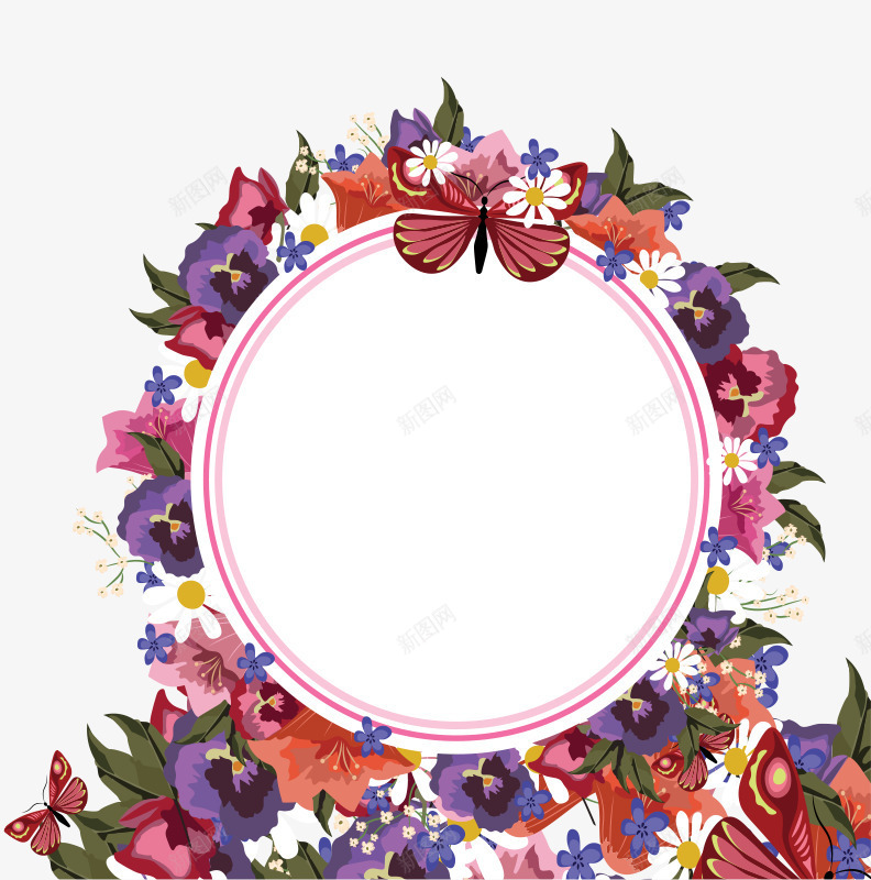38女神节蝴蝶与花圈边框背景png免抠素材_新图网 https://ixintu.com 38女人节 38女王节 38女神节 38妇女节 Day Womens 免抠下载 蝴蝶与花圈边框 蝴蝶与花圈边框背景