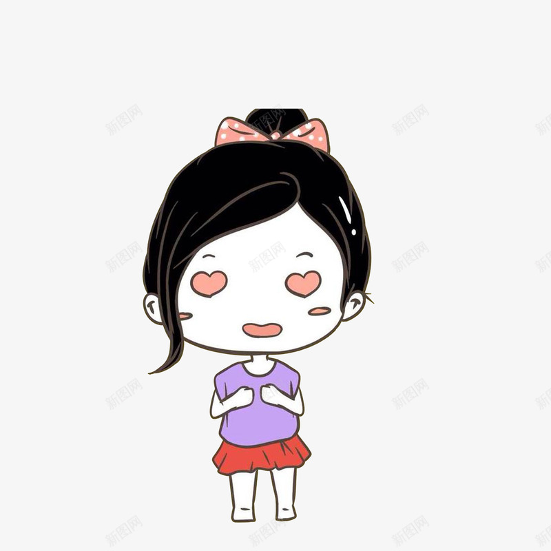 卡通看见喜欢东西双眼冒爱心的女png免抠素材_新图网 https://ixintu.com 卡通女孩 卡通看见喜欢东西双眼冒爱心的女孩素材免费下载 看见喜欢东西的表情 眼冒爱心 蝴蝶结 表情图
