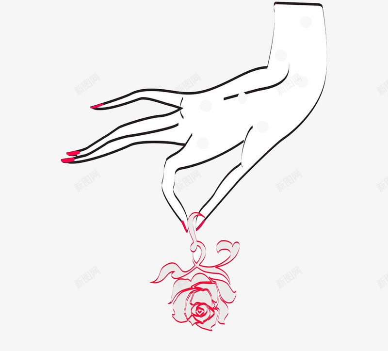 手拿玫瑰花png免抠素材_新图网 https://ixintu.com 创意 玫瑰花 美手 美甲 鲜花