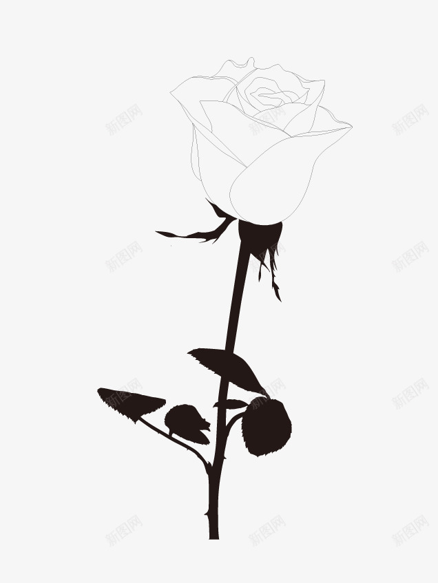 线稿玫瑰花矢量图eps免抠素材_新图网 https://ixintu.com 玫瑰花 矢量玫瑰花 线稿玫瑰花 花卉 矢量图