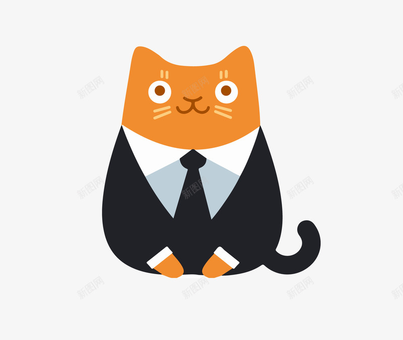 可爱的小猫矢量图图标ai_新图网 https://ixintu.com ai格式 卡通 图标 扁平设计 猫 眼睛 眼睛发光 眼睛放光 矢量图免费下载 西装 矢量图