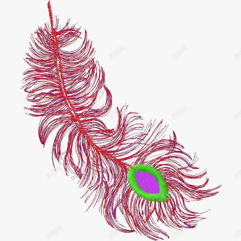 绣花图案png免抠素材_新图网 https://ixintu.com 凤凰羽毛 动物 绣花 绣花图片