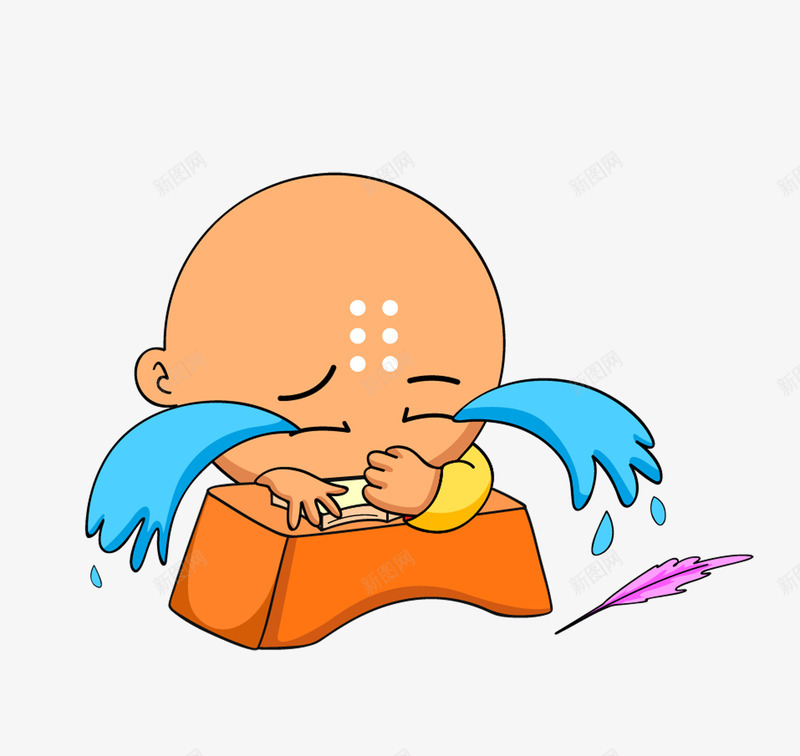 大哭的和尚png免抠素材_新图网 https://ixintu.com PNG素材 卡通 和尚 羽毛