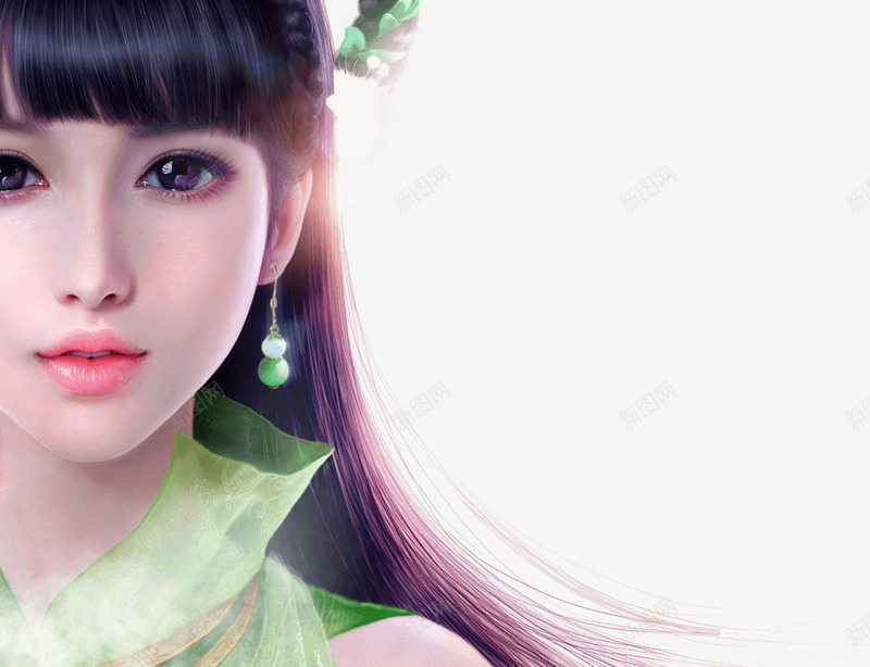 绿衣纯净古风手绘女子png免抠素材_新图网 https://ixintu.com 古风 女子 手绘 纯净 绿衣