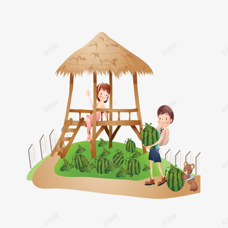 西瓜地png免抠素材_新图网 https://ixintu.com 夏日卡通 西瓜地
