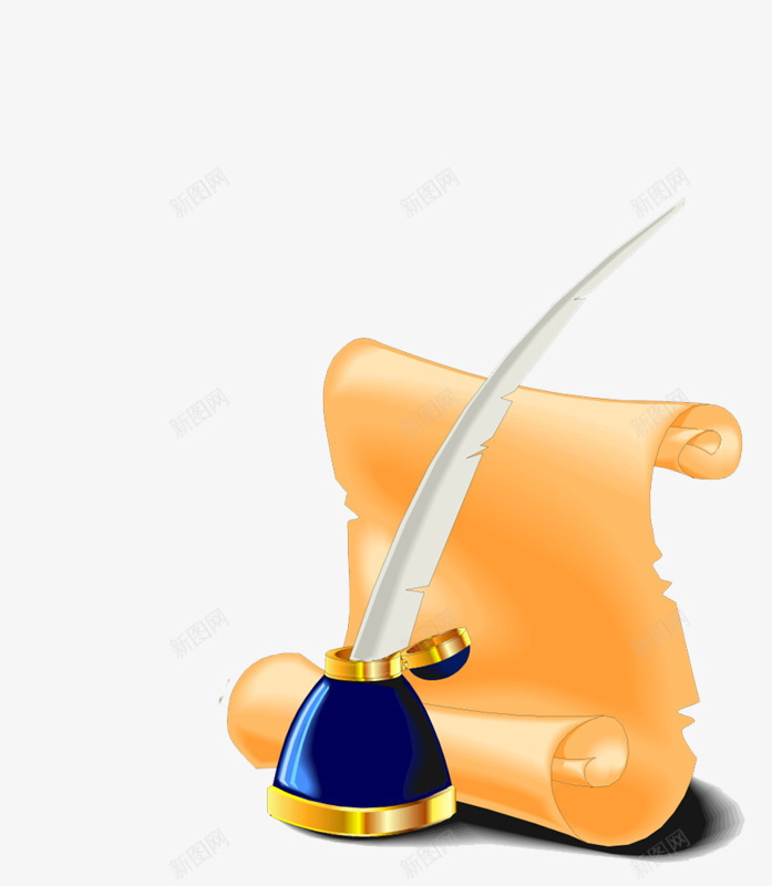 笔与黄纸png免抠素材_新图网 https://ixintu.com 手绘 笔 纸 羽毛