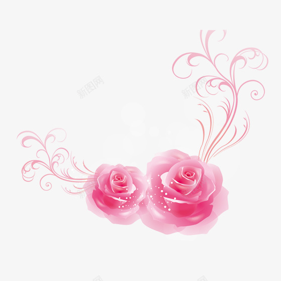 粉丝玫瑰花纹png免抠素材_新图网 https://ixintu.com 玫瑰花 粉色 花纹 装饰