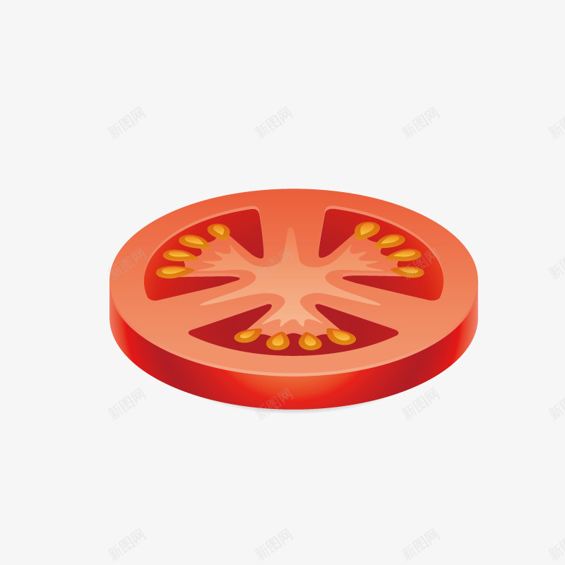 卡通圆形西红柿切片png免抠素材_新图网 https://ixintu.com 卡通 圆形的 新鲜的 番茄切片 简图 蔬菜 食物